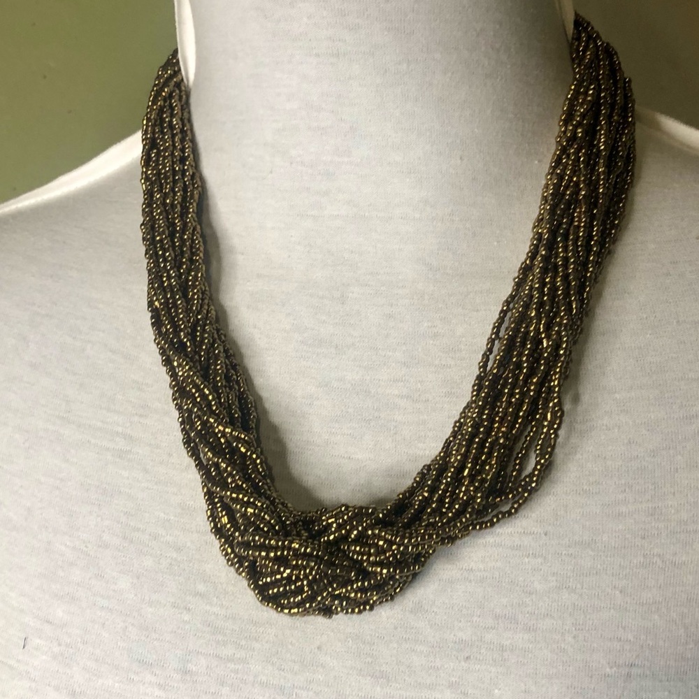 Forever 21 Bronze Beaded Short Necklace